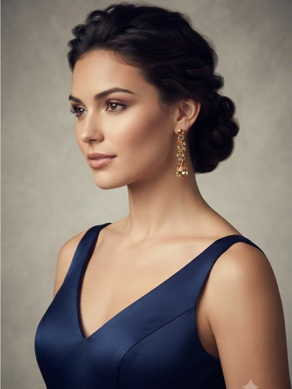Champagne Crystal Chandelier Earrings | Vintage Topaz Rhinestone Drop Earrings